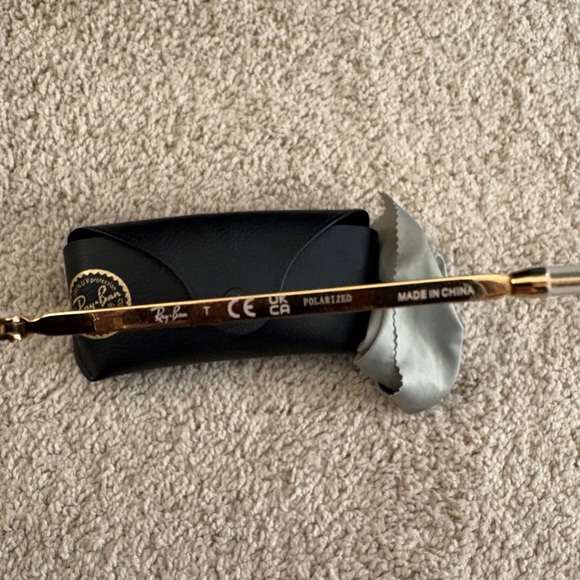 Ray-Ban RB3732 Metal Sunglasses In Arista Gold with Dark Grey Polarized Lenses - Picture 4 of 4